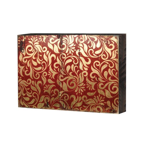 Designocracy Patterned Rustic Wooden Block Design Graphic Art 9500618